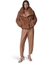 Donna Karan New York Women's Faux Fur Mock Neck Jacket