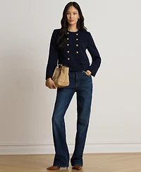 Lauren Ralph Women's Sable Crepe Double-Breasted Cropped Jacket