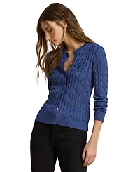 Lauren Ralph Women's Crewneck Buttoned Placket Cardigan Sweater