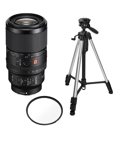 Sony Fe 100mm f/2.8 Gm Oss Macro Lens, Bundle with 67mm Filter, 3-Section Aluminum Tripod
