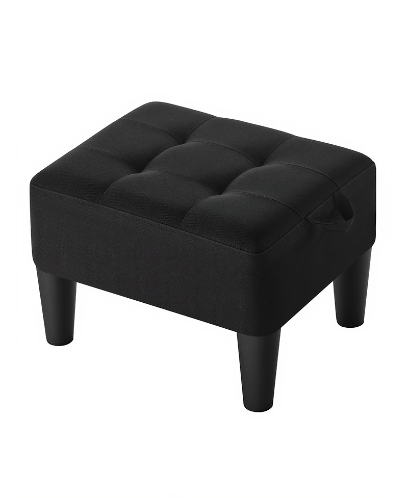 SongmicsHome Small Storage Ottoman, Linen-Look Fabric Padded Stool, for Bedroom, Living Room, Entryway, Large Weight Capacity