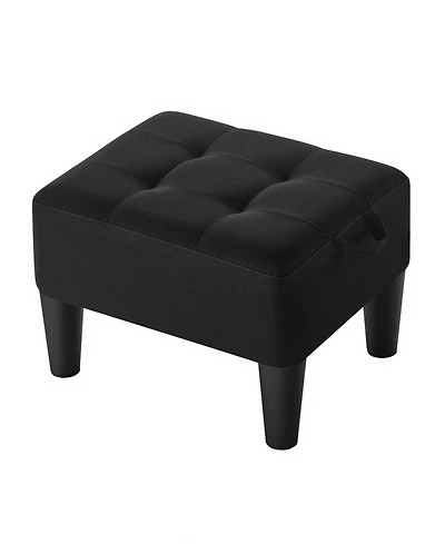 SongmicsHome Small Storage Ottoman, Linen-Look Fabric Padded Stool, for Bedroom, Living Room, Entryway, Large Weight Capacity