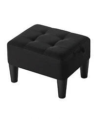 SongmicsHome Small Storage Ottoman, Linen-Look Fabric Padded Stool, for Bedroom, Living Room, Entryway, Large Weight Capacity