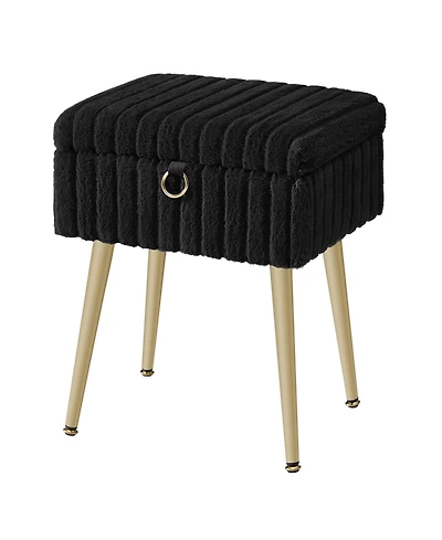 SongmicsHome Vanity Stool with Storage, Plush Makeup Chair Ottoman with Metal Legs