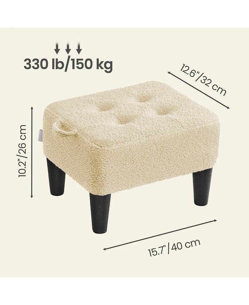 SongmicsHome Small Ottoman Stool with Thick Cushion, Footrest for Bedroom, Living Room, Sturdy Legs