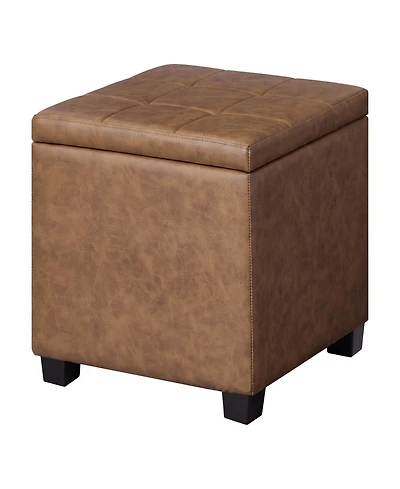 SongmicsHome Ottoman Cube with Hinged Lid, Storage Ottoman, Foot Stool Footrest, Synthetic Leather