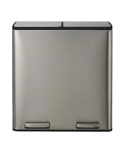SongmicsHome Dual Compartment Pedal Bin, Stainless Steel Kitchen Recycling Bin with Removable Buckets, Soft Close Lid