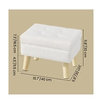 SongmicsHome Storage Ottoman Vanity Stool with Teddy Fleece and Wood Legs
