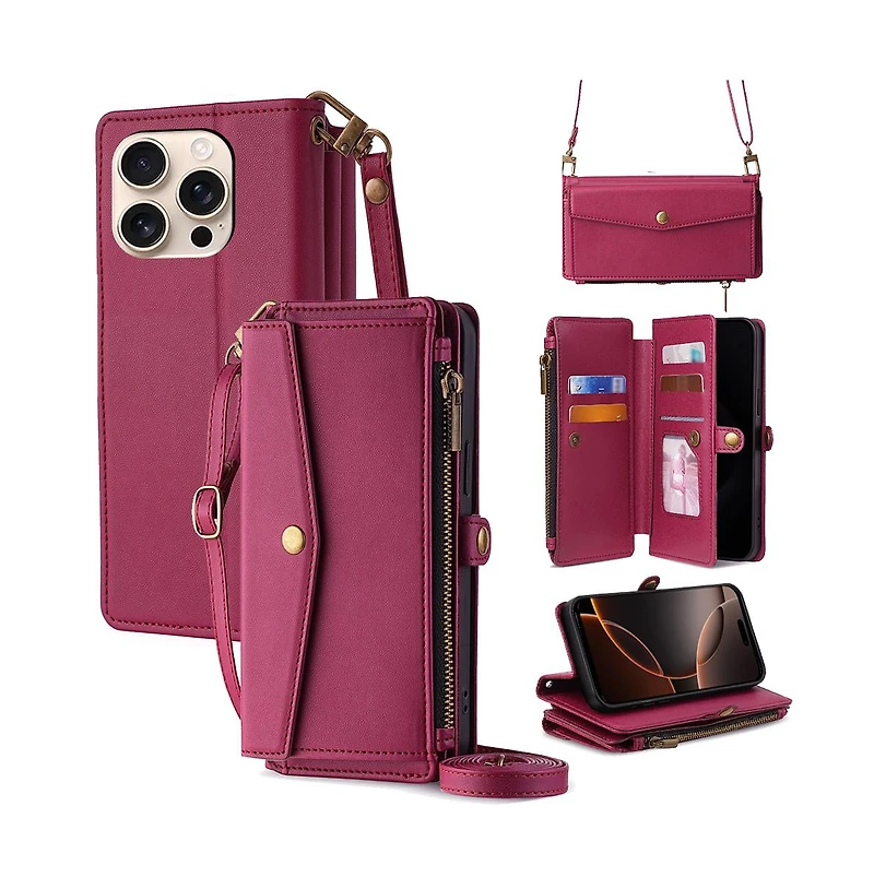 Artudatech 5-in-1 Crossbody Wallet Case for iPhone 12-17