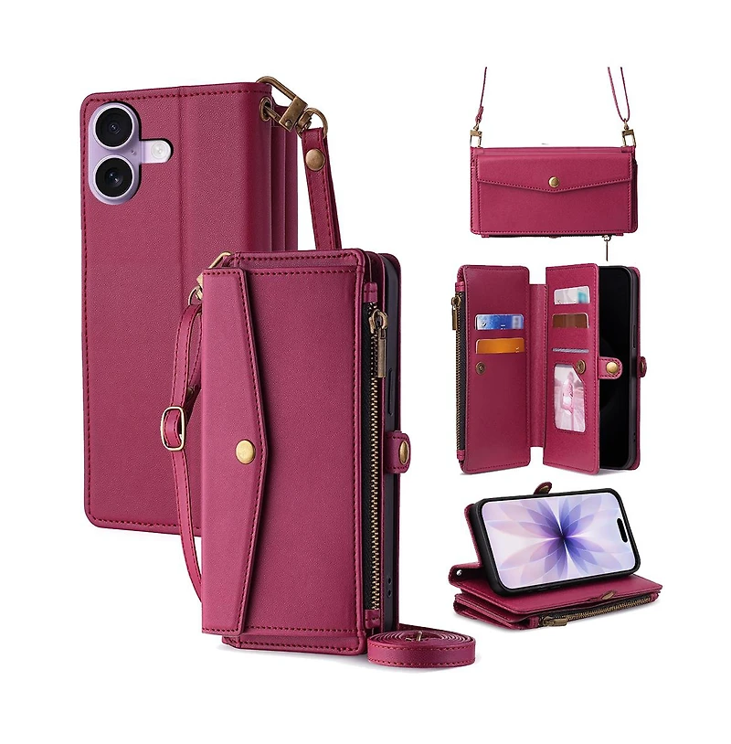 Artudatech 5-In-1 Removable-Straps Wallet Case with Adjustable Stand for iPhone 12-17
