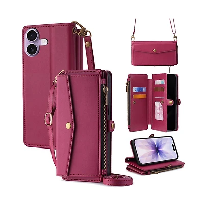 Artudatech 5-In-1 Removable-Straps Wallet Case with Adjustable Stand for iPhone 12-17