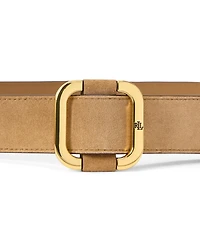 Lauren Ralph Leather Square Slide Buckle Wide Belt