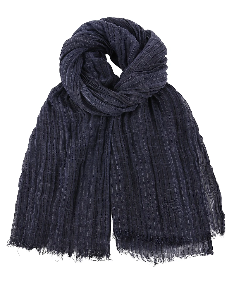 Ted Baker Cotton-Linen Blend Fringed Textured Rib Wrap Scarf