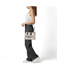 Pre-Owned Gucci Women's Small Logo Print Canvas and Leather Tote