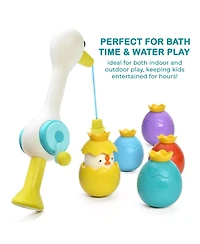 Sperric Toddler Egret Magnetic Fishing Game Bath Toy with Fishing Rod & Surprise Animal Eggs, Floating Water Toy Kids, Fun Hand-Eye Coordination Game