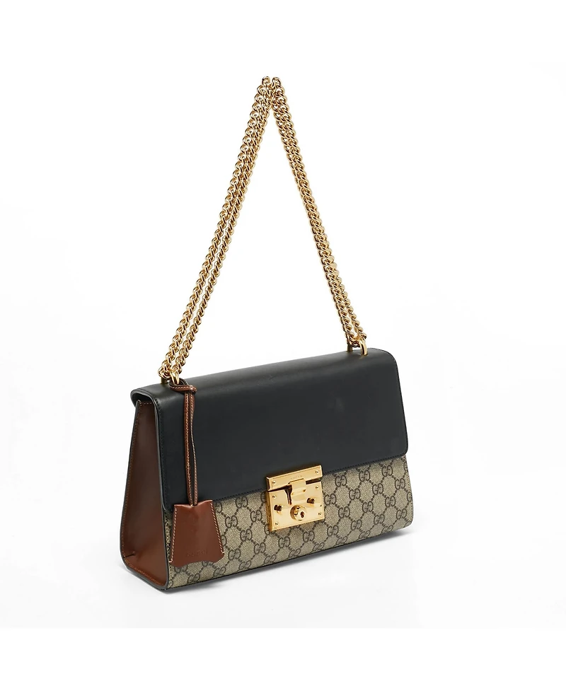 Pre-Owned Gucci Padlock Medium Gg Supreme Canvas and Leather Shoulder Bag