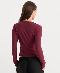 Good American Women's Rib V-Neck Button-Front Cardigan