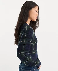 Good American Women's Cropped Plaid Cardigan