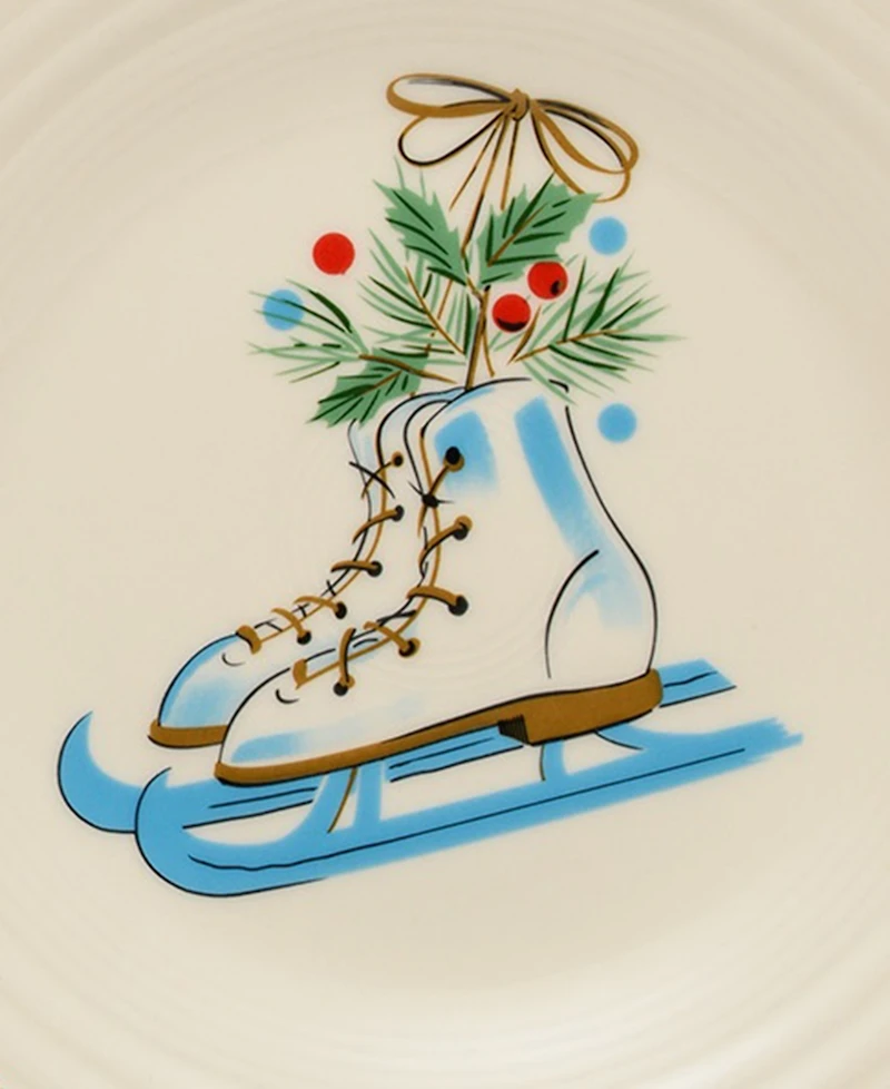 Fiesta Jolly Christmas Skates Classic Rim Luncheon Plate