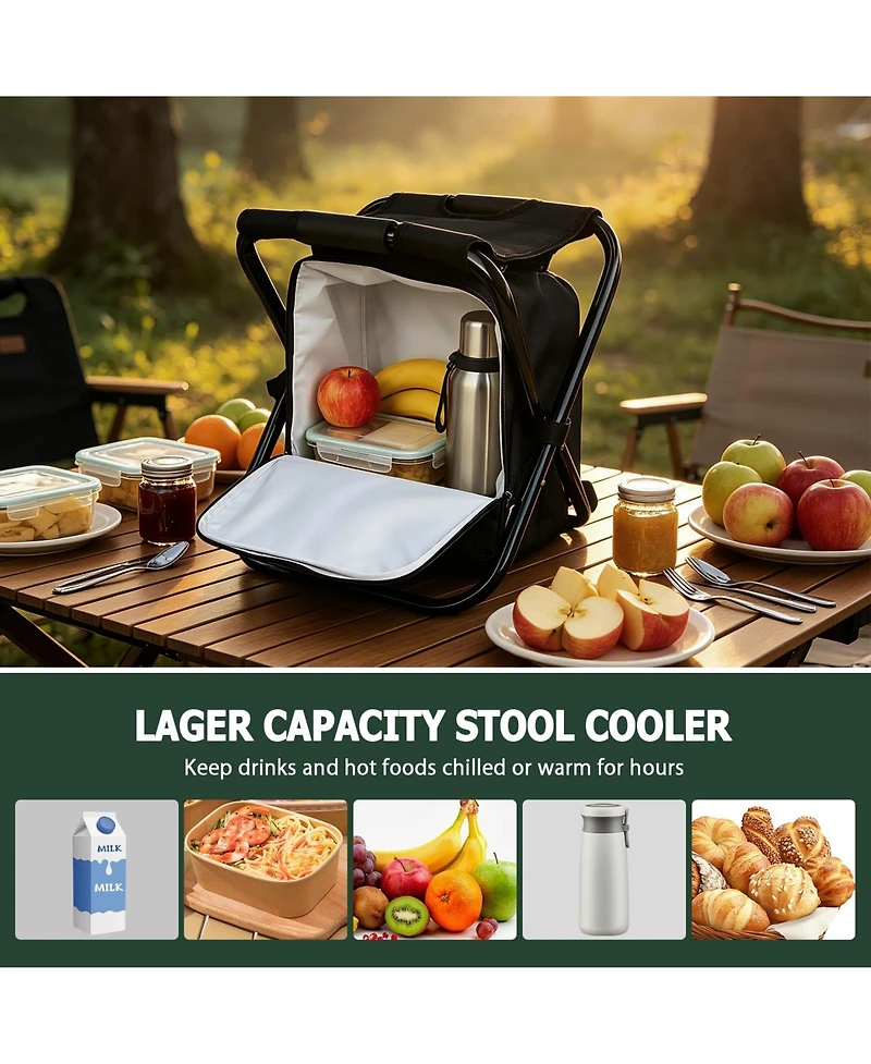 Aofar Folding Cooler Chair Camping Fishing Beach Stool