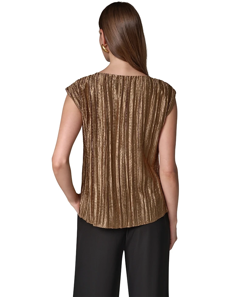 Donna Karan New York Women's Sleeveless Plisse Blouse