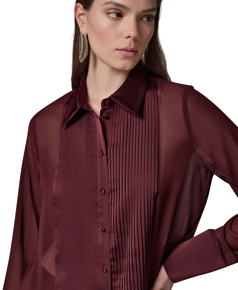 Donna Karan New York Women's Long-Sleeve Sheer Blouse