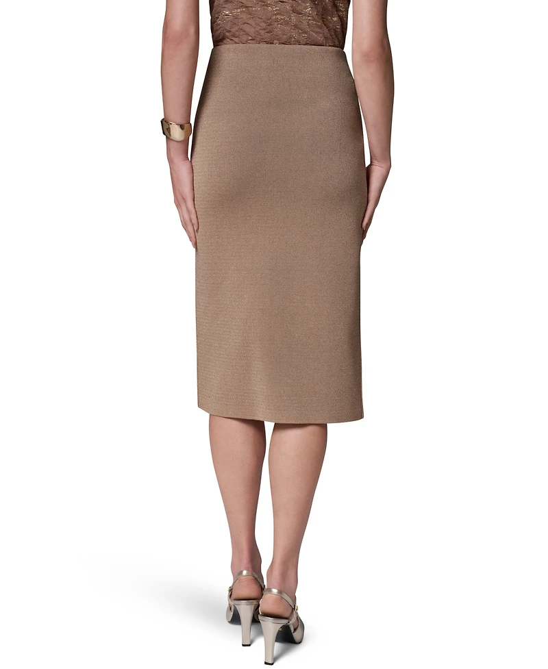 Donna Karan New York Women's DK647 Straight Knit Midi High-Waisted Skirt