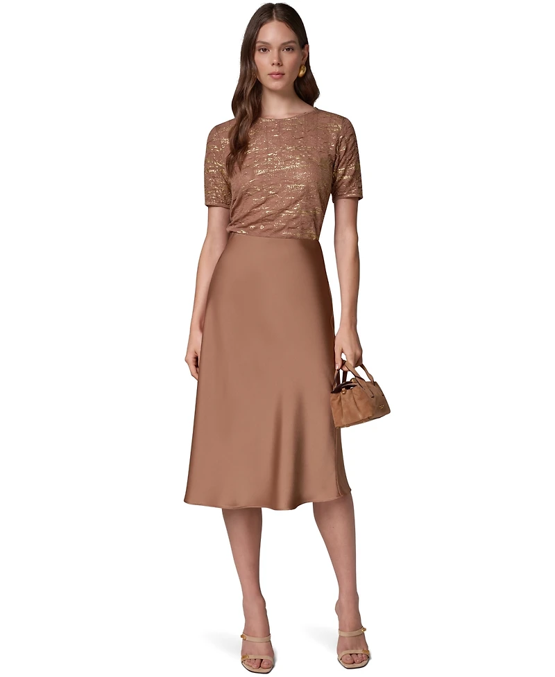 Donna Karan New York Women's Midi A-Line High-Waisted Skirt