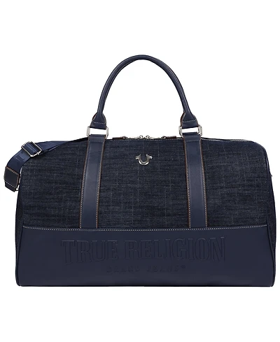 True Religion Horseshoe Quilting Denim Weekender Duffel Bag