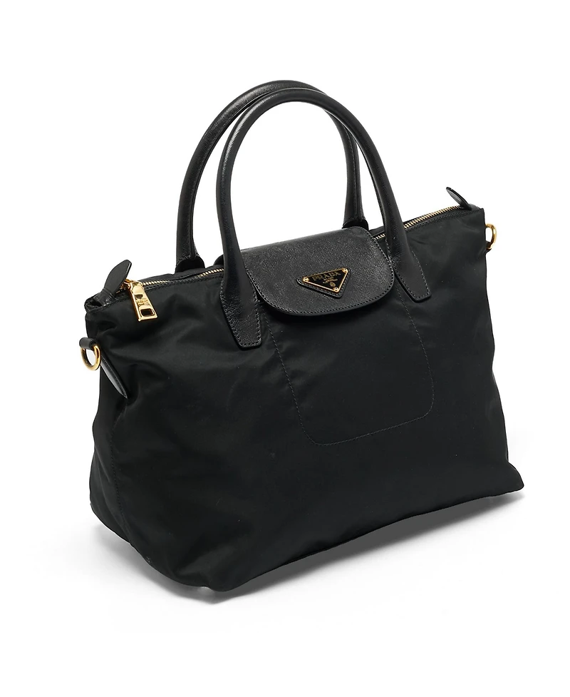 Pre-Owned Prada Women's Saffiano Leather and Nylon Zip Top Satchel
