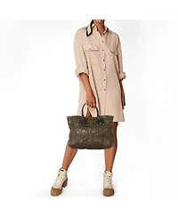 Pre-Owned Prada Gaufre Antic Ruched Leather Tote Bag