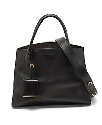Pre-Owned Prada Women's Monochrome Saffiano Leather Medium Tote Bag