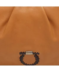 Pre-Owned Salvatore Ferragamo women's Gancini Braided Handle Leather Hobo Bag