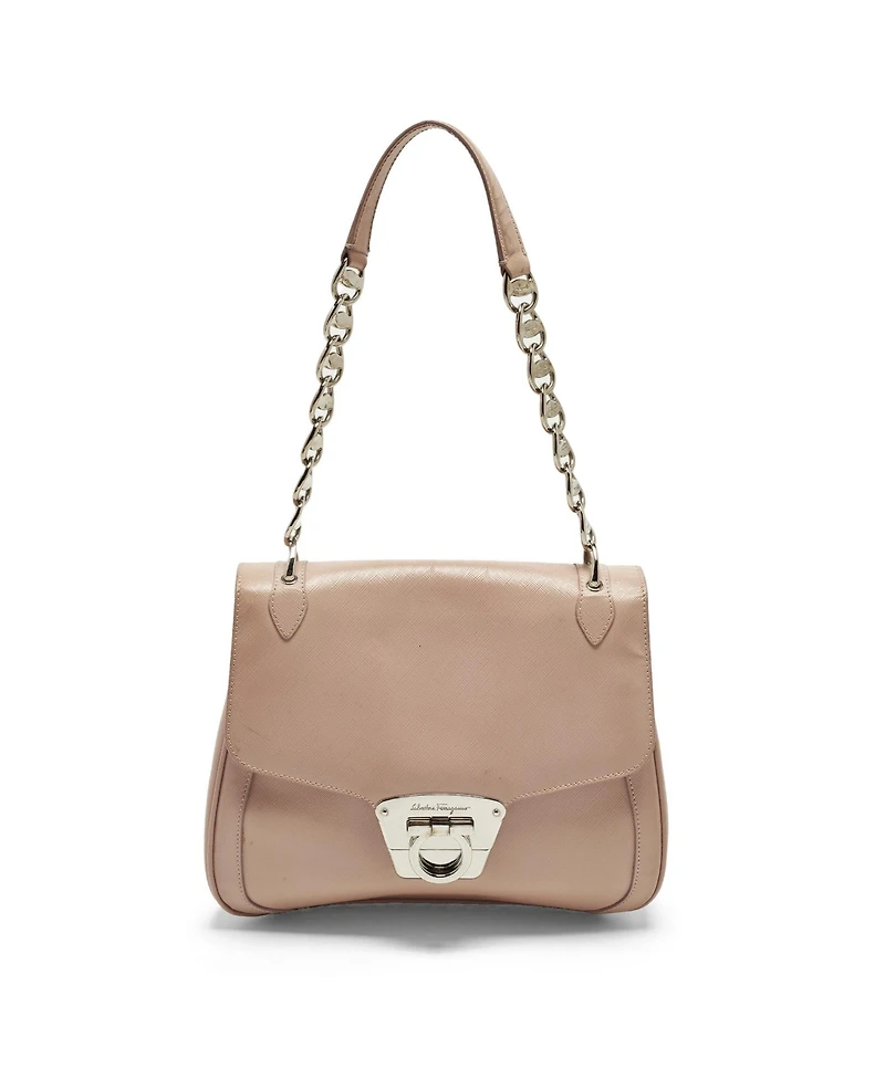 Pre-Owned Salvatore Ferragamo Women's Gancini Flap Leather Shoulder Bag