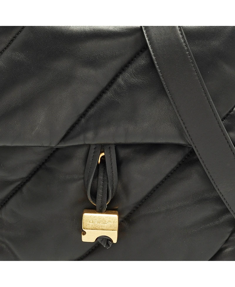 Pre-Owned Off-White Nailed Quilted Leather Top Handle Bag