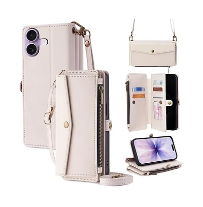 Artudatech 5-in-1 Wallet Case for iPhone 17 - Card Holder with Zipper Pocket, Wrist and Crossbody Straps