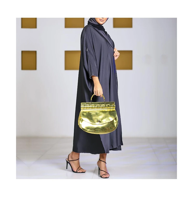 Pre-Owned Versace Metallic Patent Leather Top Handle Satchel