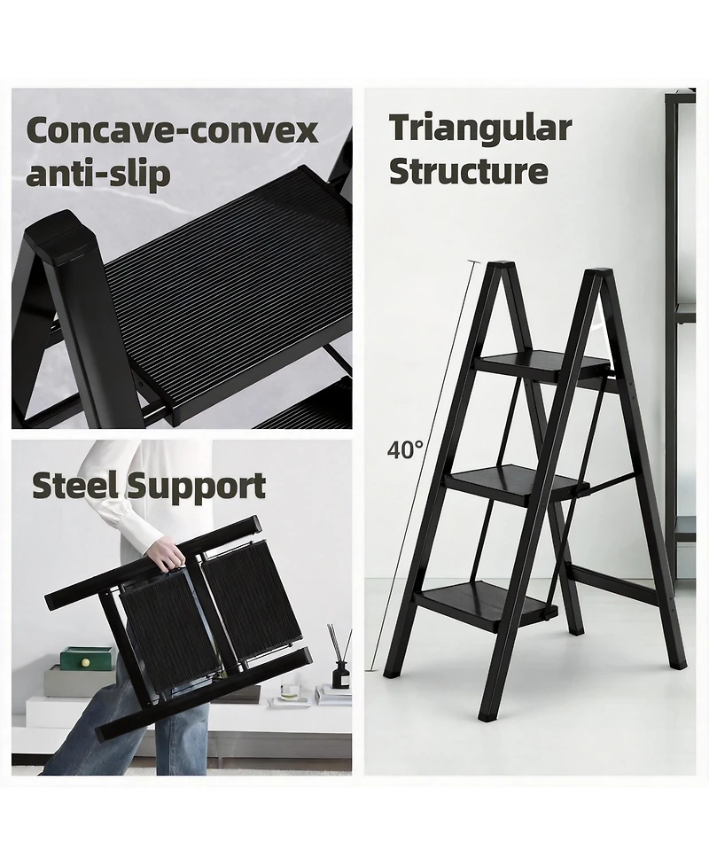 Aofar Foldable 2 Step Ladder Anti-slip Wide Pedal Portable