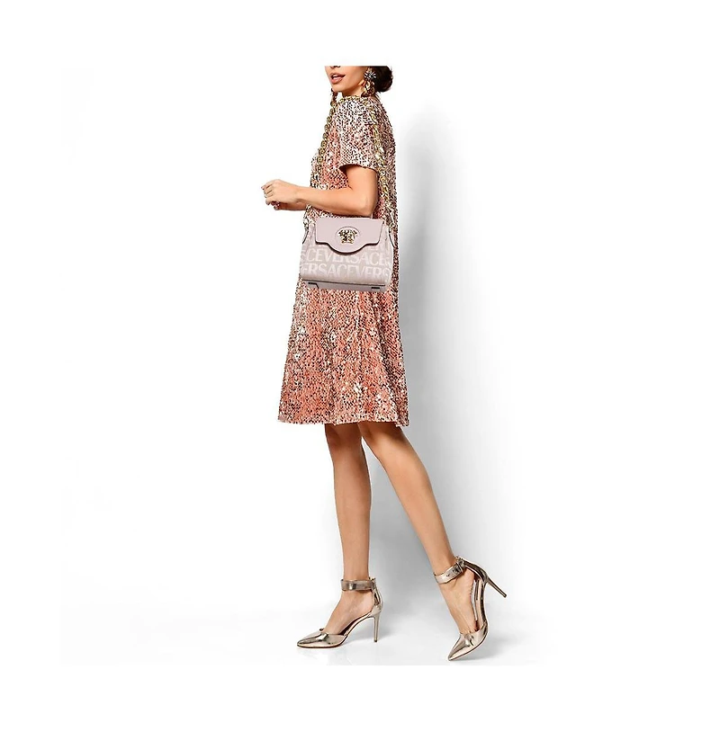 Pre-Owned Versace Small La Medusa Jacquard and Leather Top Handle Bag