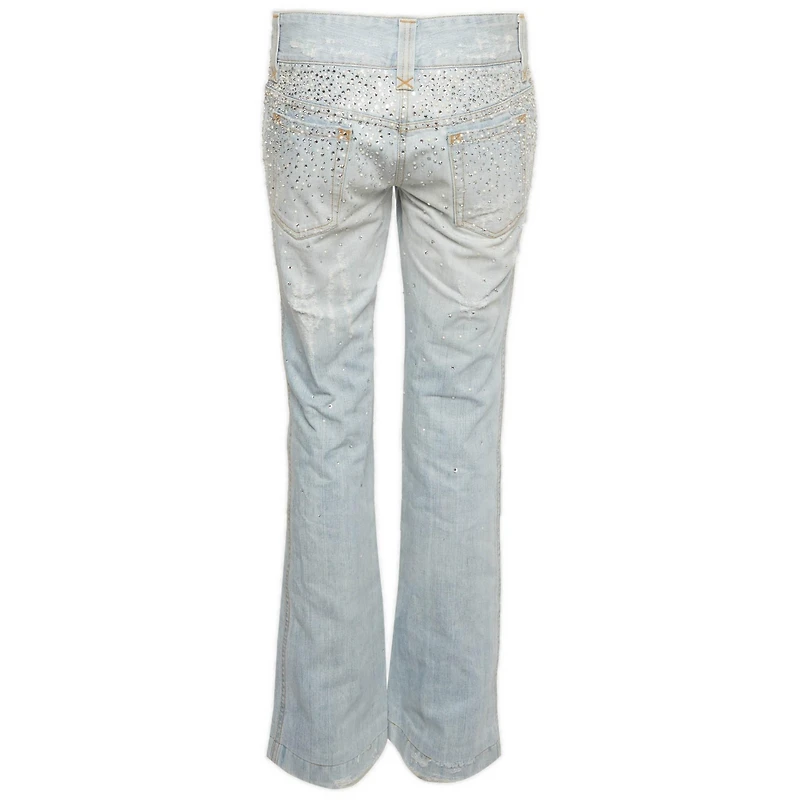 Pre-Owned Dolce & Gabbana Women's Mid-Rise Rhinestone Boot-Cut Jeans