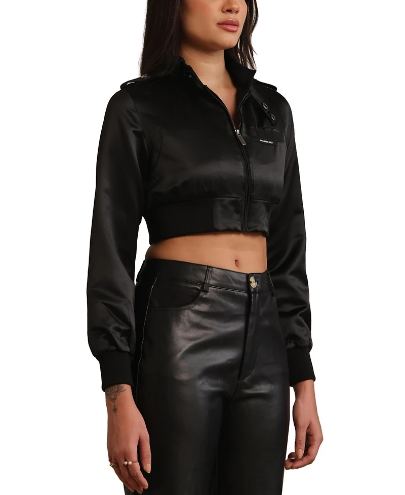 Members Only Women's Iconic Racer Cropped Satin Jacket