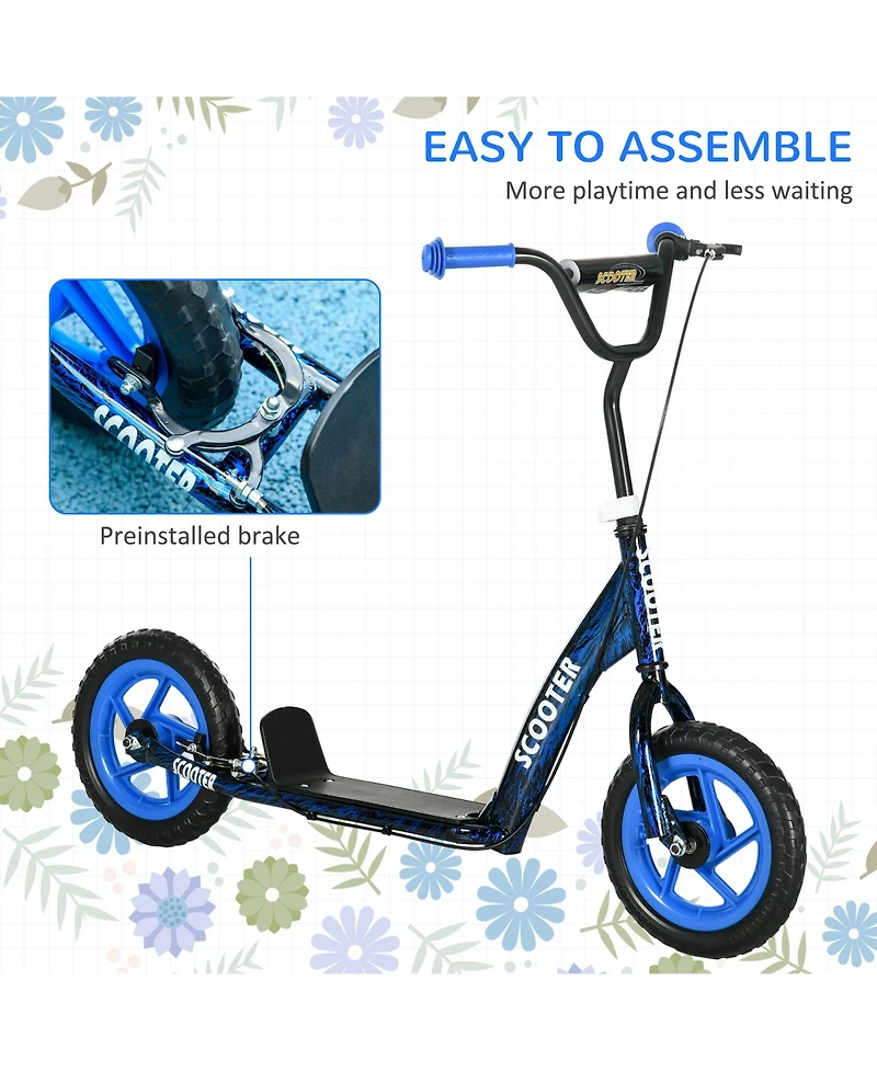 Qaba Kids Kick Scooter Big Wheel with Adjustable Handlebar
