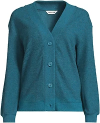 Lands' End Plus Long Sleeve Waffle V-neck Cardigan