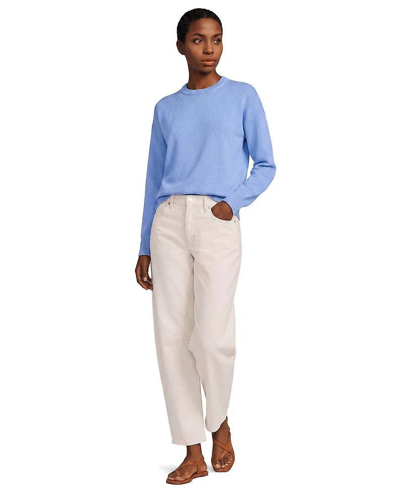 Lands' End Women's Drifter Drop-Shoulder Striped Crew Neck Sweater
