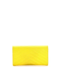 Pre-Owned Saint Laurent Large Classic Monogram Flap Wallet Matelasse Chevron Leather