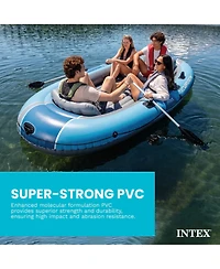 Intex 66324EP Excursion 4 Inflatable Boat Set with 54" Oars, Pump, and Rod Holders