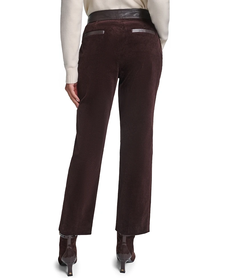 Karl Lagerfeld Paris Women's High-Waist Straight Corduroy Pants