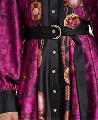 Karl Lagerfeld Paris Women's B.f. Collared Long-Sleeve Belted Shirt Dress