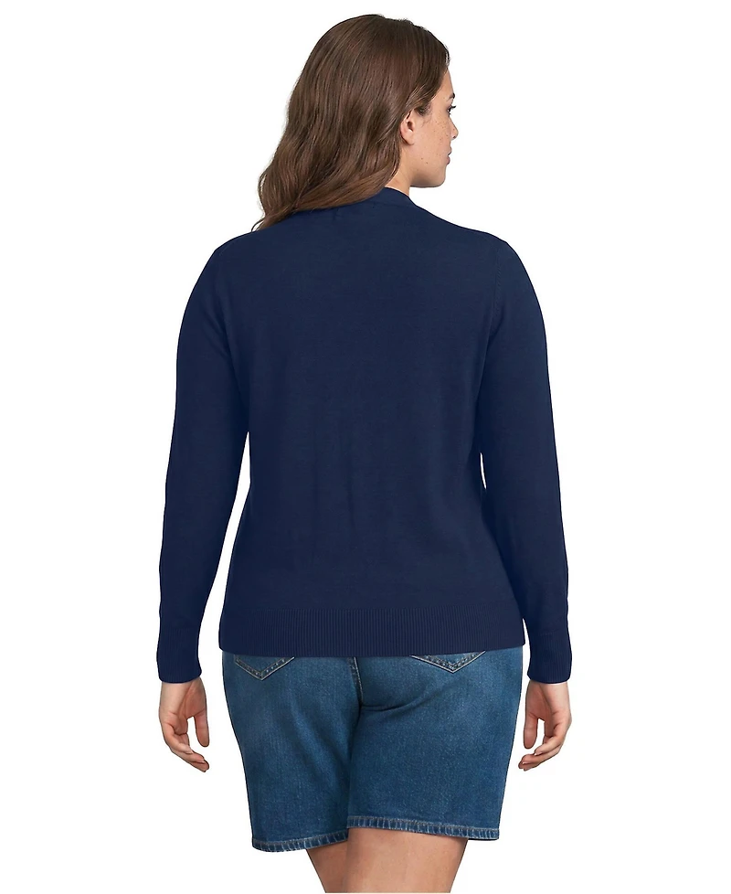 Lands' End Plus Drifter Lite Double Trim Cardigan Sweater