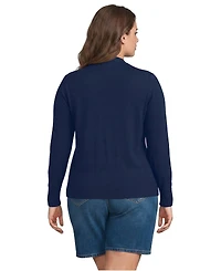 Lands' End Plus Drifter Lite Double Trim Cardigan Sweater